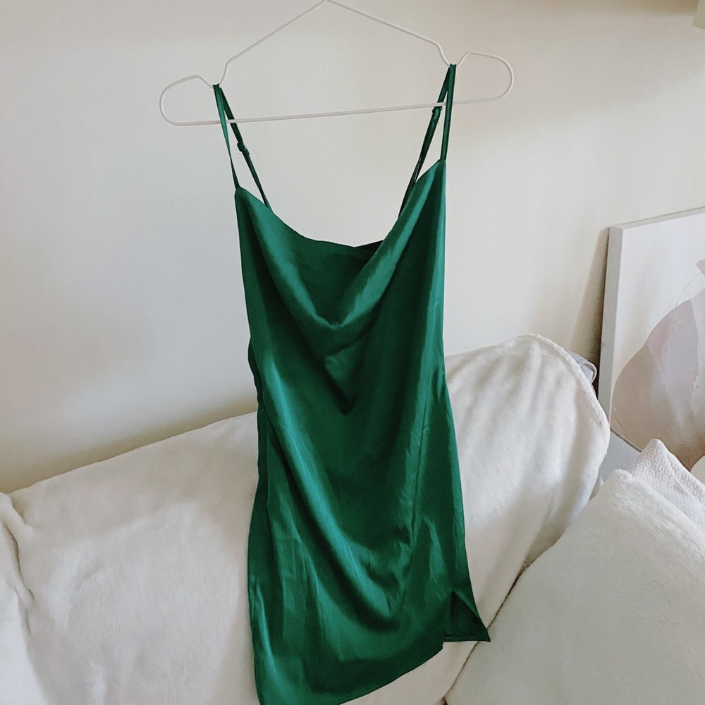 Green Satin Mini Dress